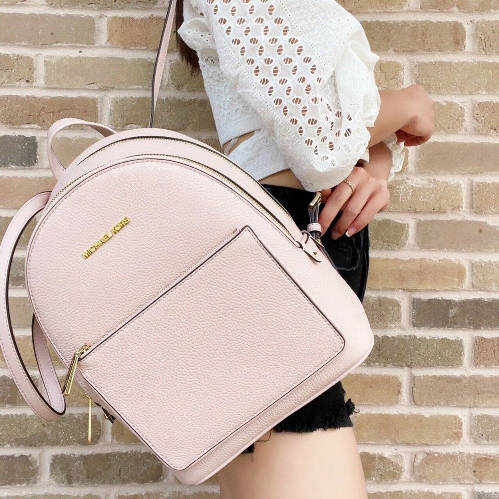 Michael Kors Pale Pink Pebbled Leather Backpack